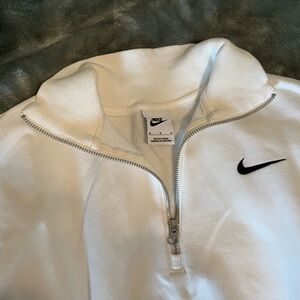 Nike White Half-Zip Crop Sweatshirt